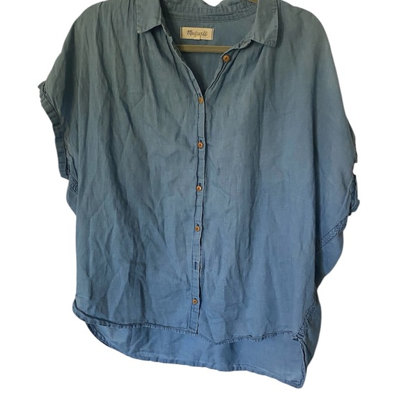 Madewell Blue Relaxed Button Down with Notched Collar - Picture 1 of 6
